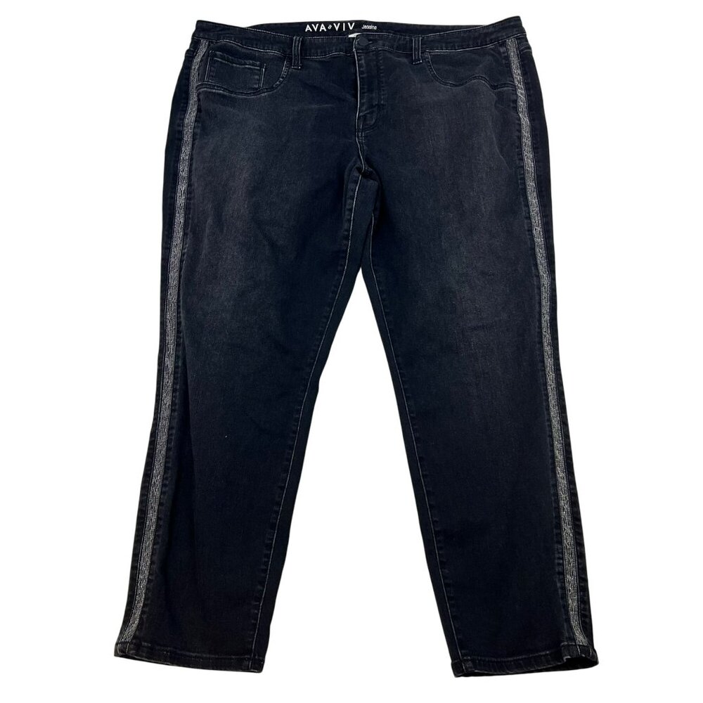 Ava & Viv Women’s Jegging High Rise Faded Black/Silver Size 22W